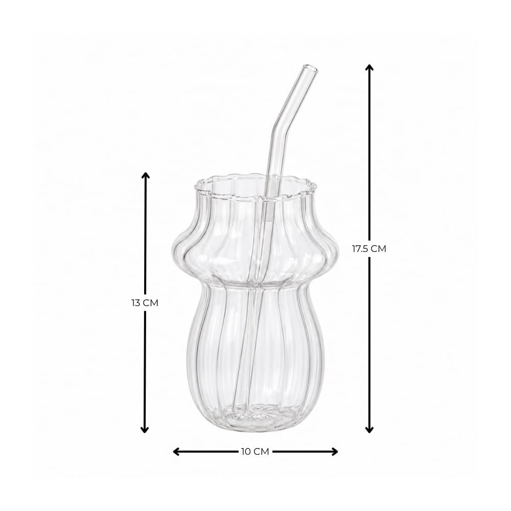 Glassence tulip drinking glass sipper with glass straw