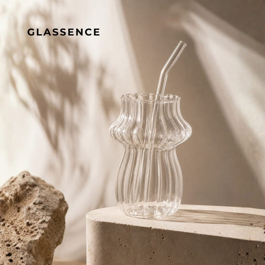 Glassence tulip drinking glass sipper with glass straw