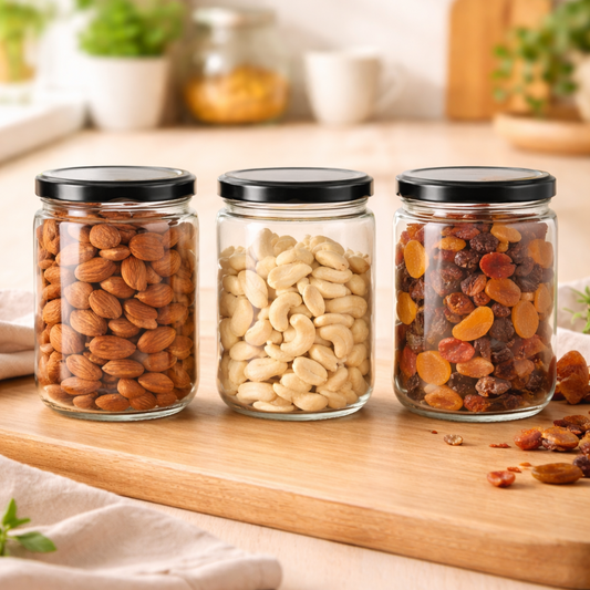 Glassence Classic Storage Glass Jar 500 ml - Pack of 3