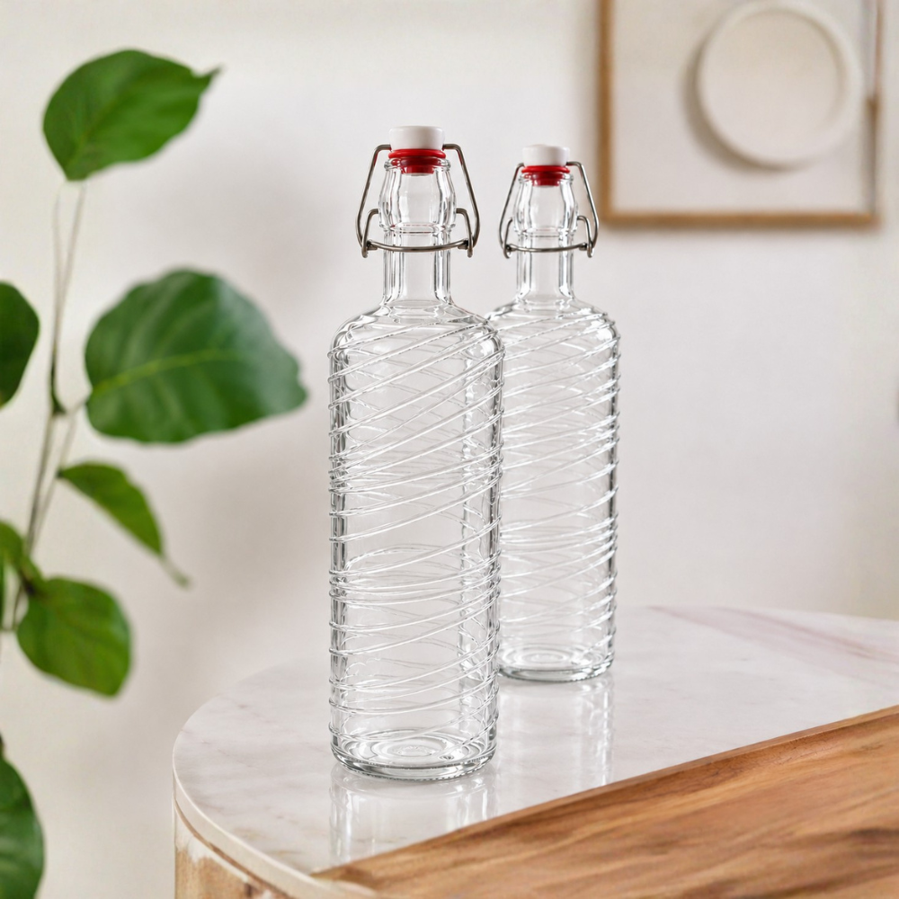 Glassence Elite Swing 1000 ml Glass Water Bottle - Pack of 2