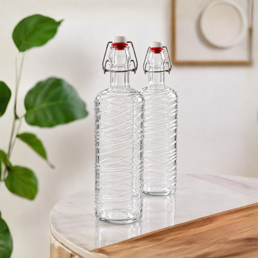 Glassence Elite Swing 1000 ml Glass Water Bottle - Pack of 2
