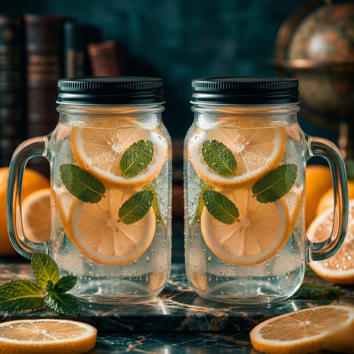 Glassence Mason Jar Mug with Lid and Handle - Pack of 2