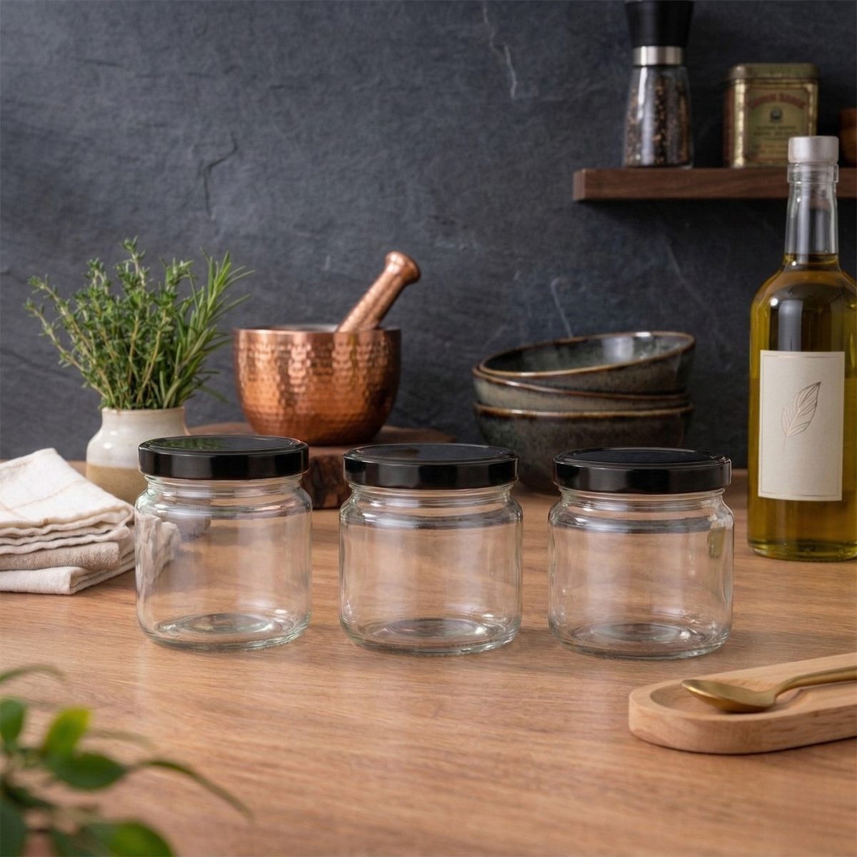 Glassence Classic Storage Glass Jar 350 ml - Pack of 3