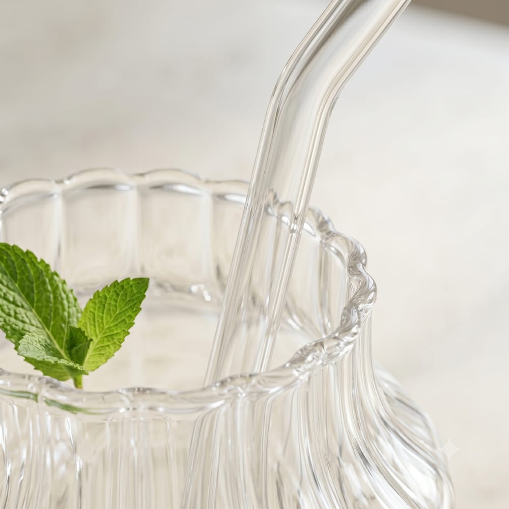 Glassence tulip drinking glass sipper with glass straw