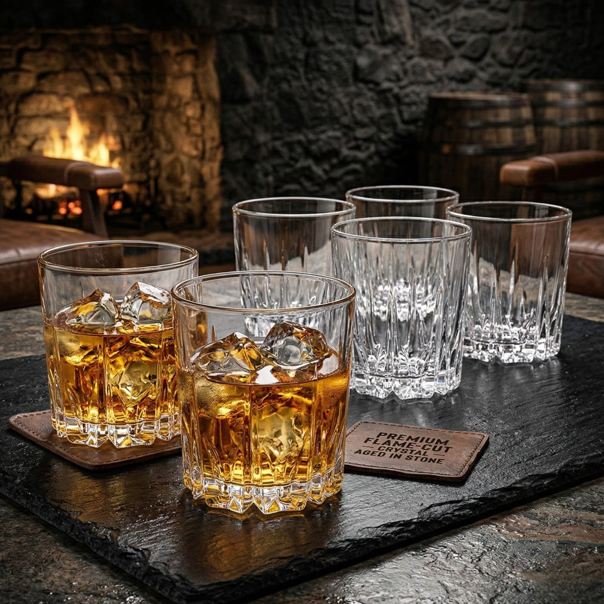 Glassence CutRock Whiskey Glass set ( pack of 6)