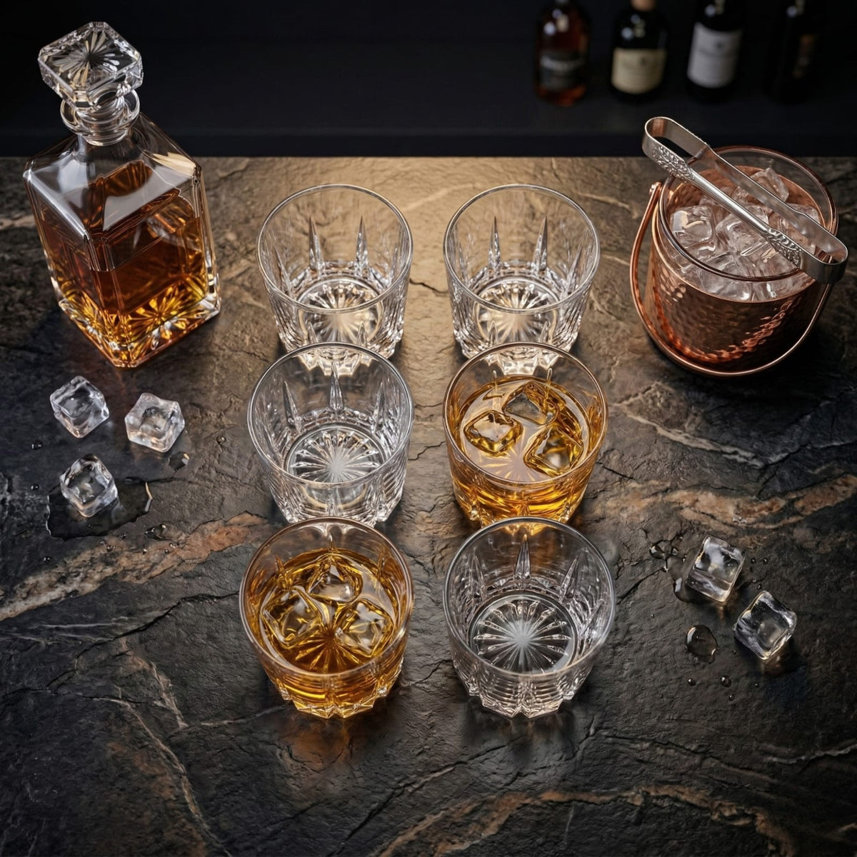 Glassence CutRock Whiskey Glass set ( pack of 6)