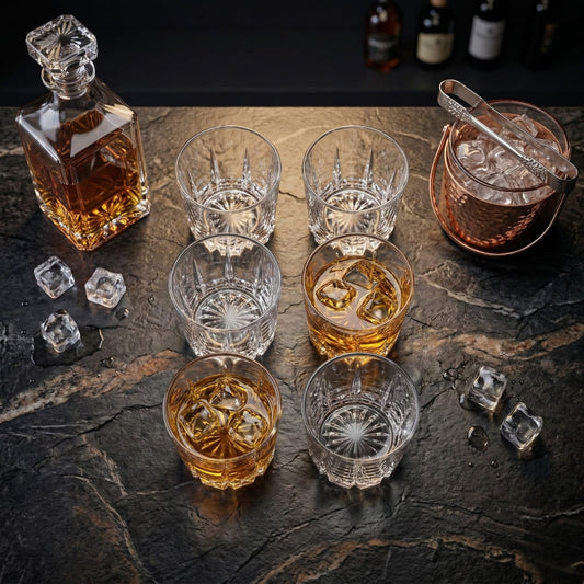 Glassence CutRock Whiskey Glass set ( pack of 6)