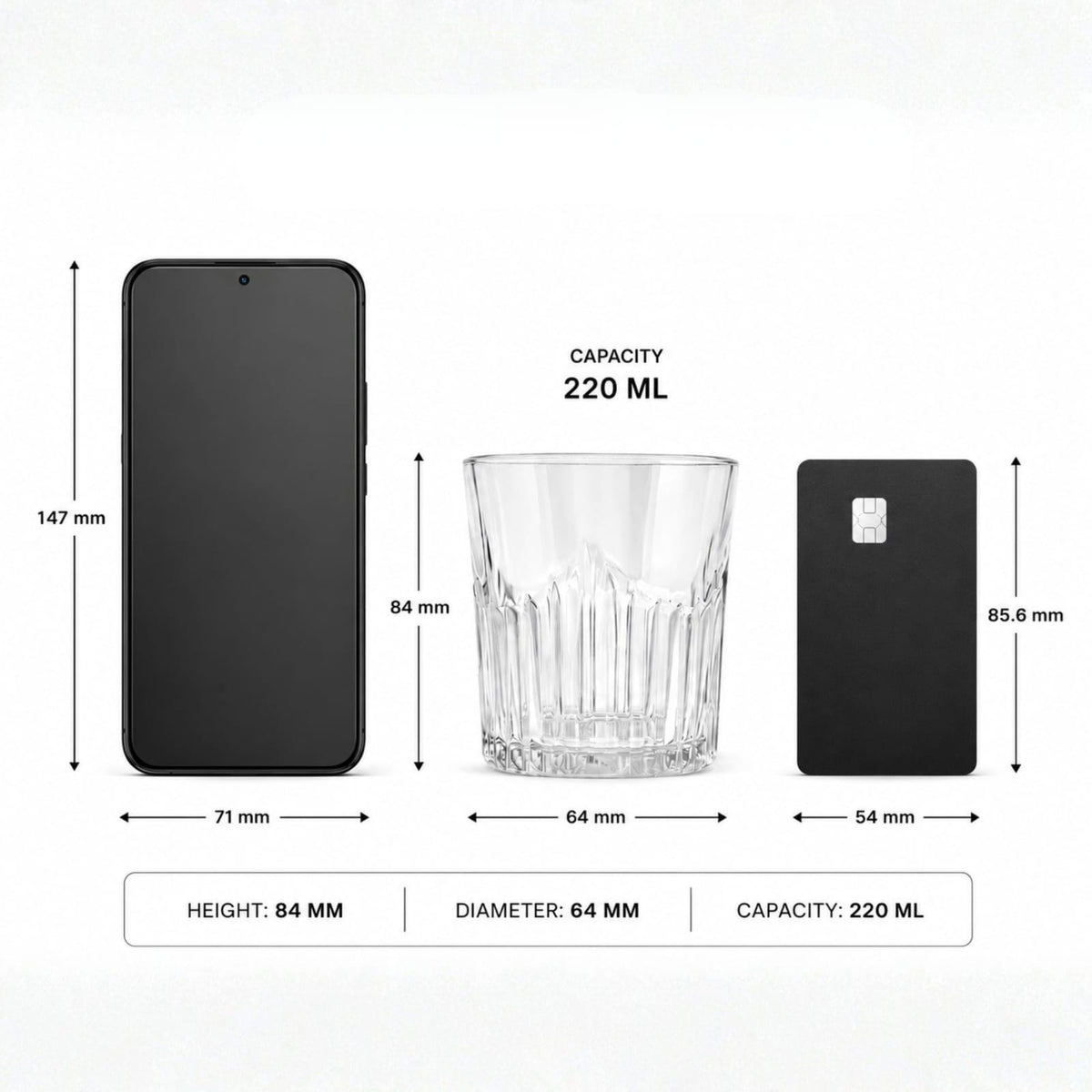 Glassence Compact Premium Whiskey Glass Set (pack of 6)