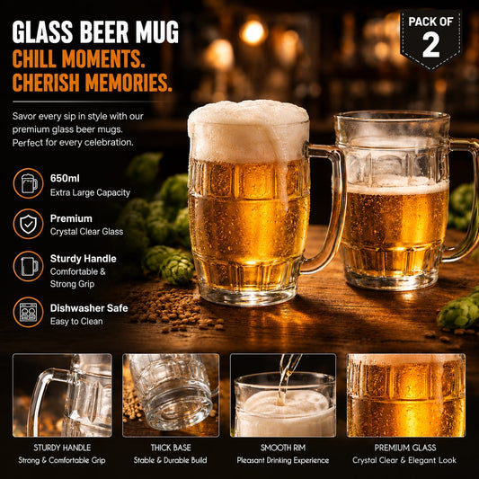 Glassence Maxchill Glass Beer Mug Glass (pack of 2)